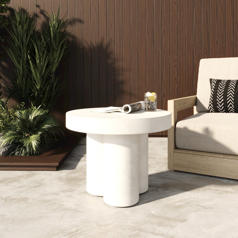 Modrest Bruni - Modern White Concrete End Table. Picture 3