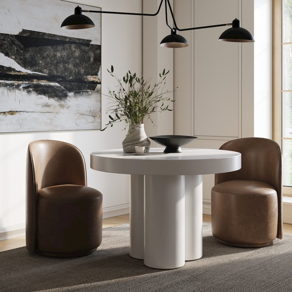 Modrest Bruni - Modern White Concrete Round Dining Table. Picture 2