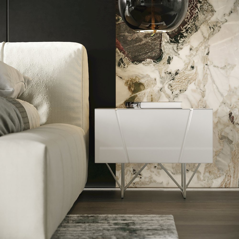 Modrest Chrysler Modern White Nightstand. Picture 5