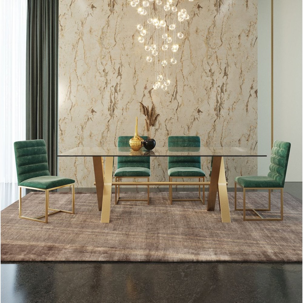 Modrest Dandy - Modern Golden & 15mm Glass Dining Table. Picture 2