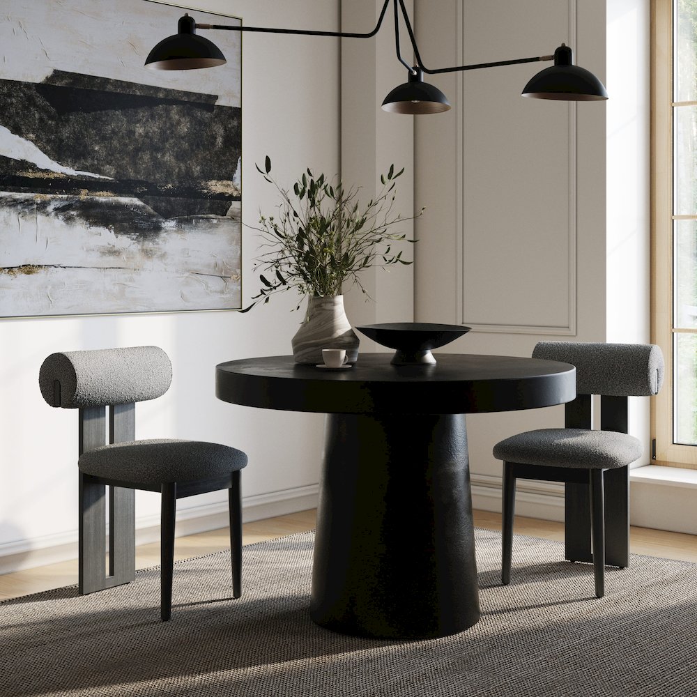 Modrest Desoto - Modern Black Concrete Round Dining Table. Picture 2
