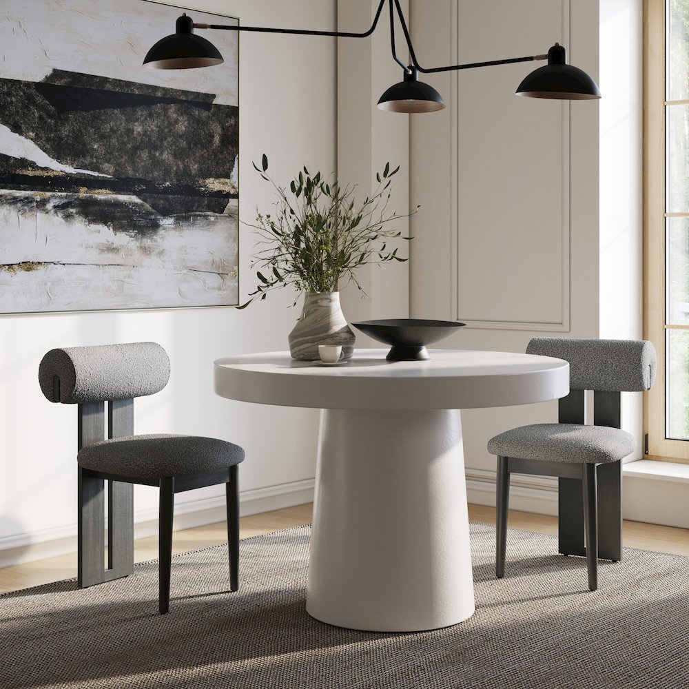 Modrest Desoto - Modern White Concrete Round Dining Table. Picture 2