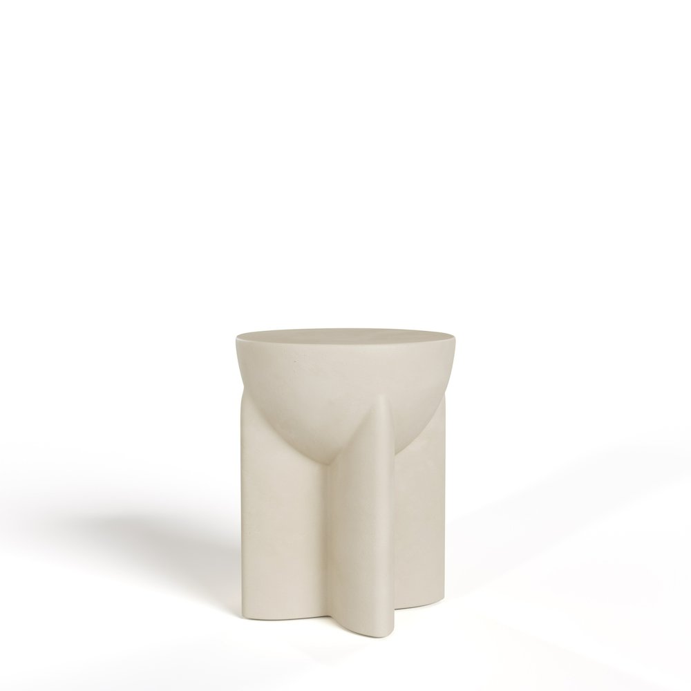 Modrest Elsa - Modern Beige Concrete Round End Table. Picture 2
