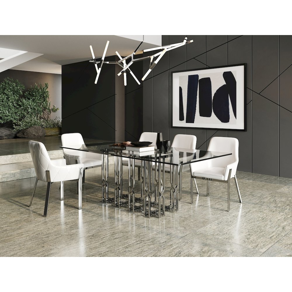 Modrest Ericson - Modern Glass & Stainless Steel Dining Table. Picture 7