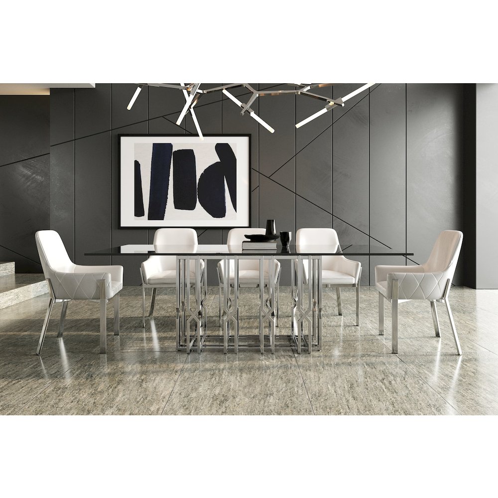 Modrest Ericson - Modern Glass & Stainless Steel Dining Table. Picture 6