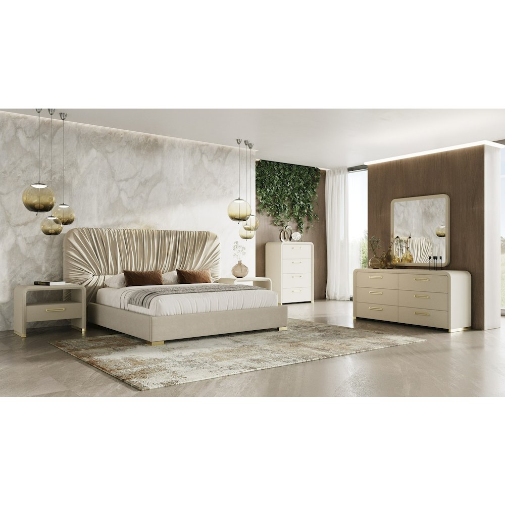Modrest Florence - Modern Beige Shagreen + Gold Dresser. Picture 10