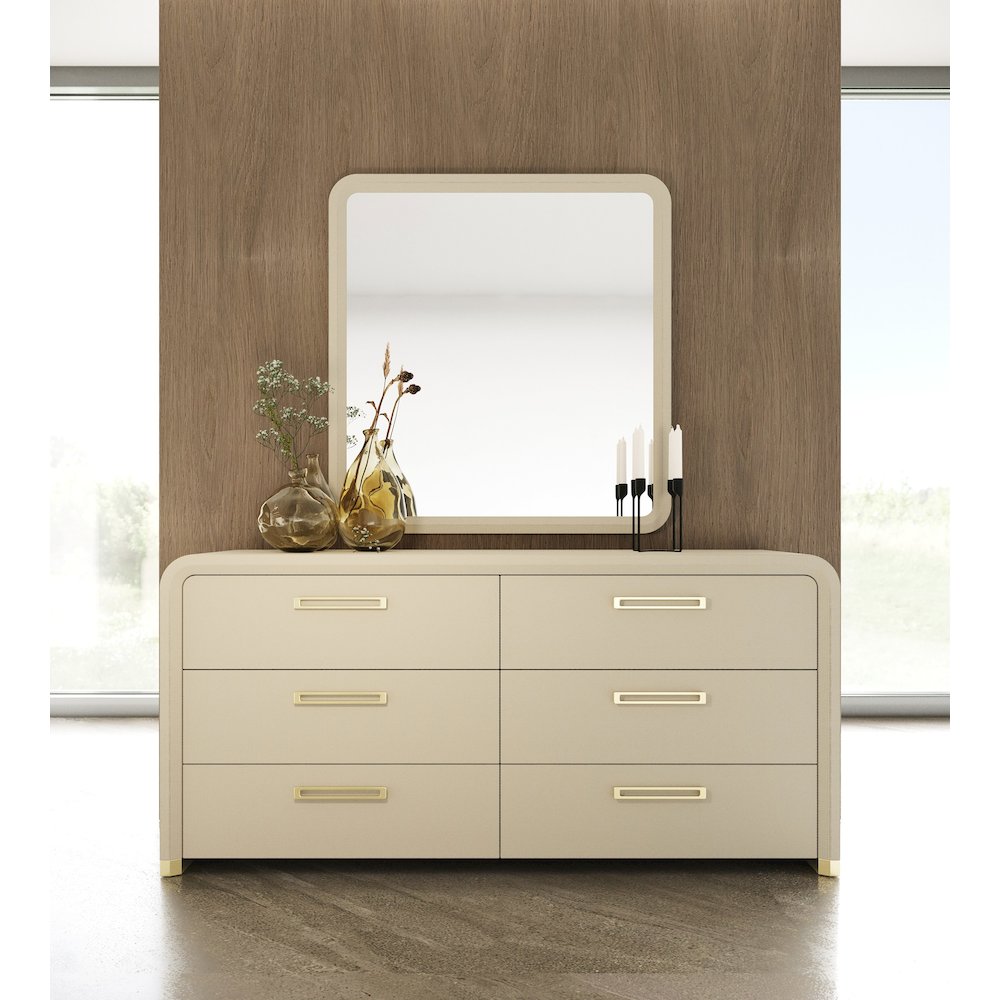 Modrest Florence - Modern Beige Shagreen + Gold Dresser. Picture 9
