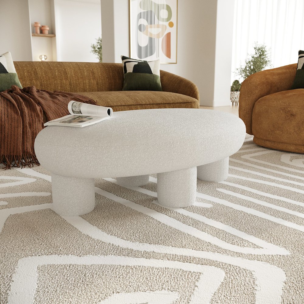 Modrest Gaynes - Modern Off-White Fabric Bench. Picture 6