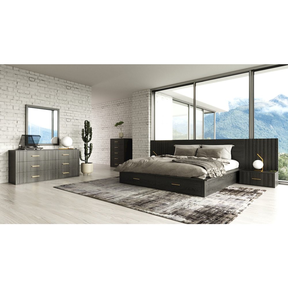 Modrest Manchester - Queen Contemporary Dark Grey Platform Bed. Picture 3