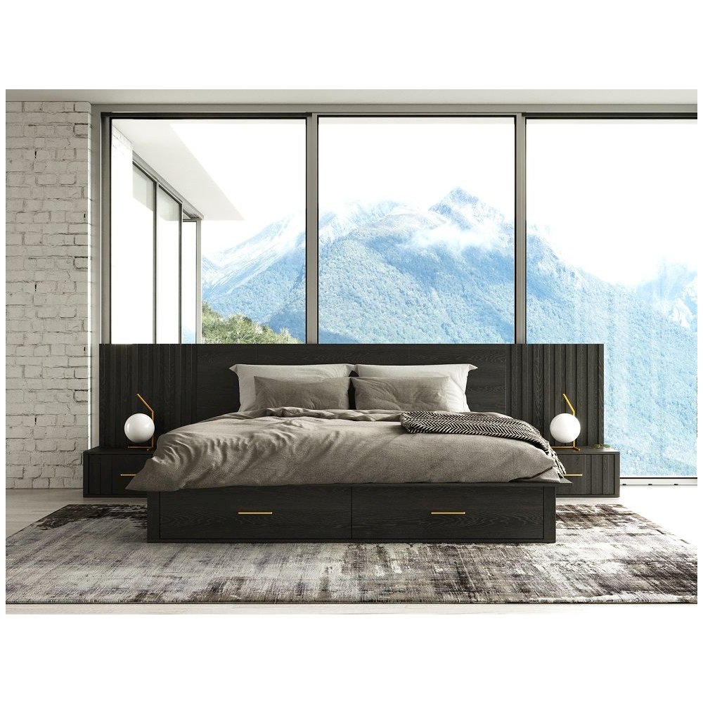 Modrest Manchester - Queen Contemporary Dark Grey Platform Bed. Picture 2