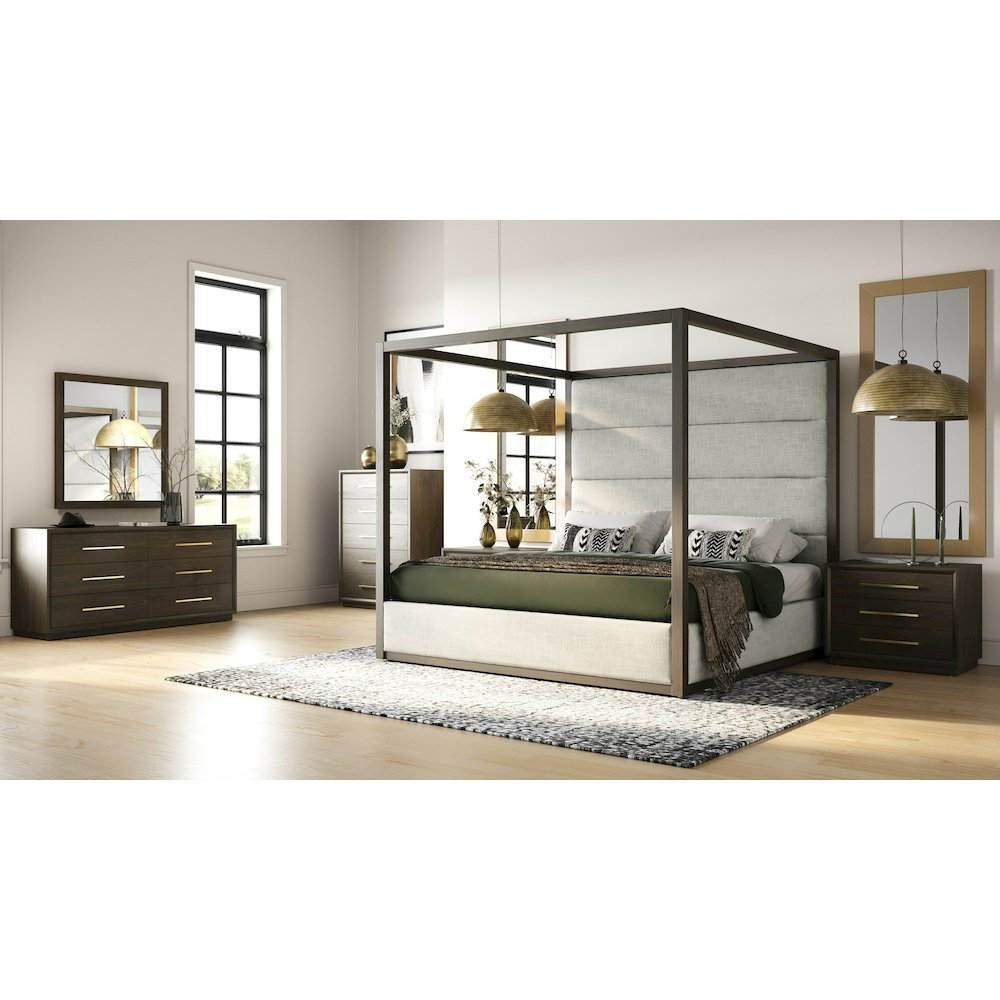 Modrest Manhattan - Contemporary Brown Oak and Gold Dresser. Picture 6