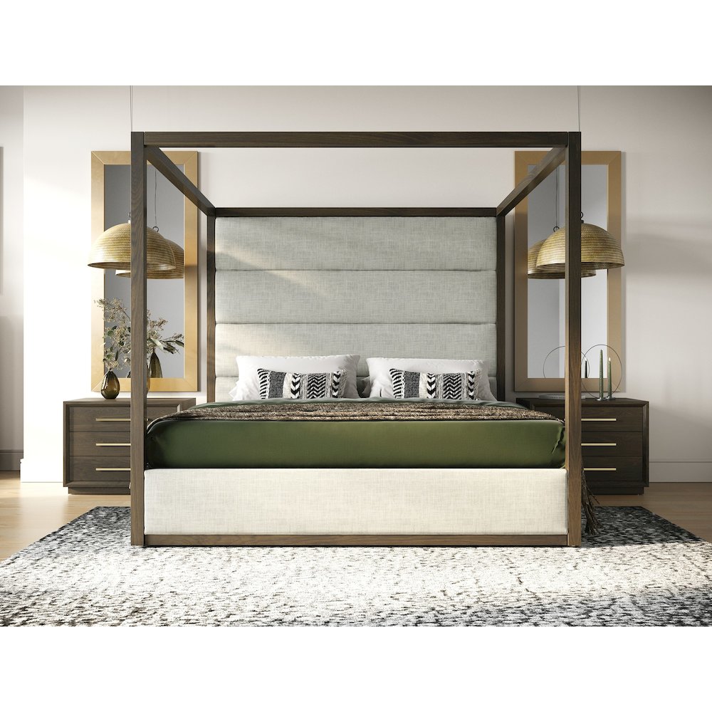 Modrest Manhattan - Contemporary Brown Oak and Gold Nightstand. Picture 7