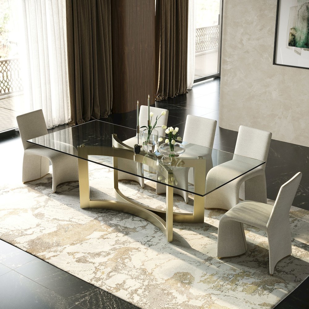 Modrest Kenda Contemporary Grey and Brushed Gold Dining Chair (Set of 2). Picture 7