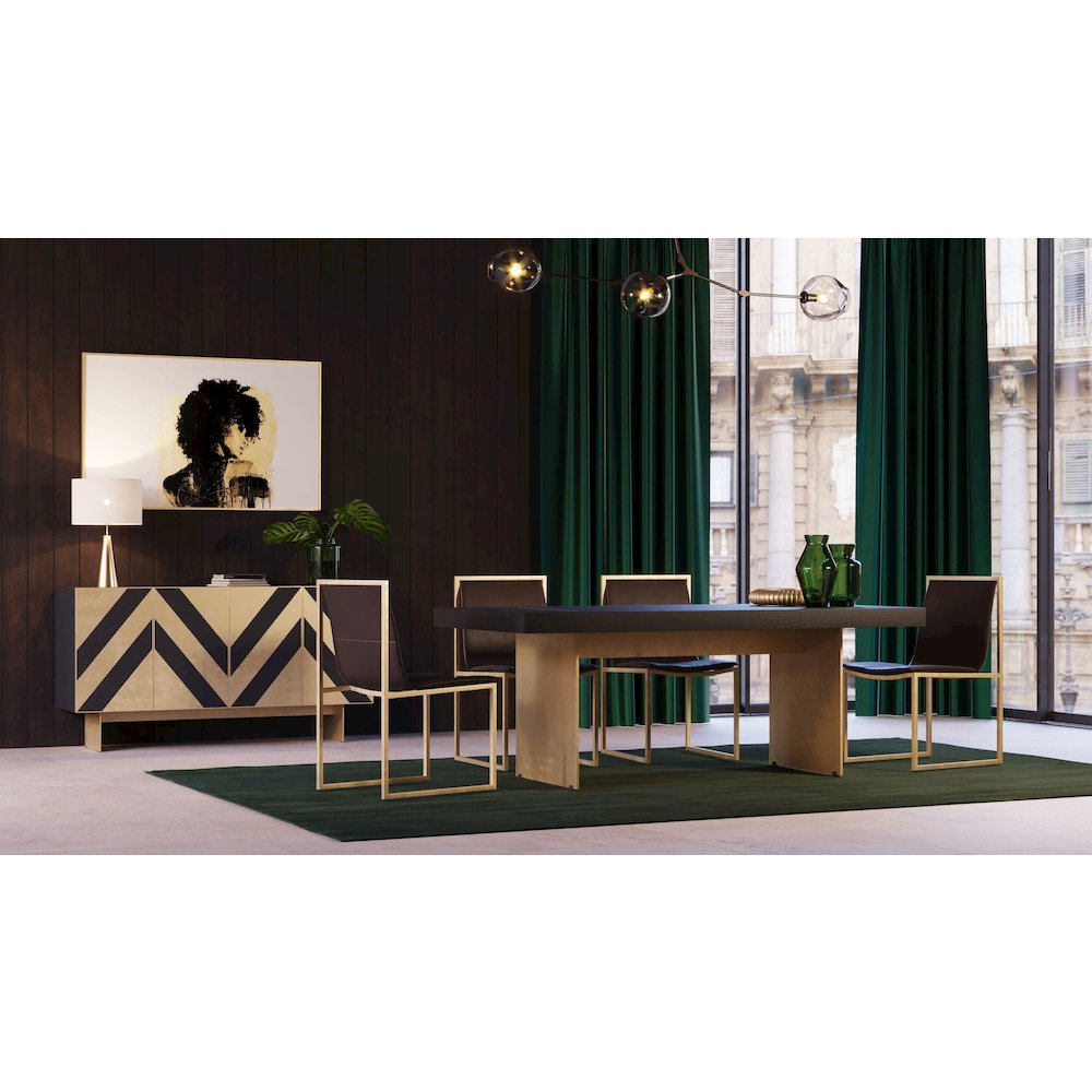 Modrest Perret - Glam Black Ash & Brushed Brass Modern Buffet. Picture 6