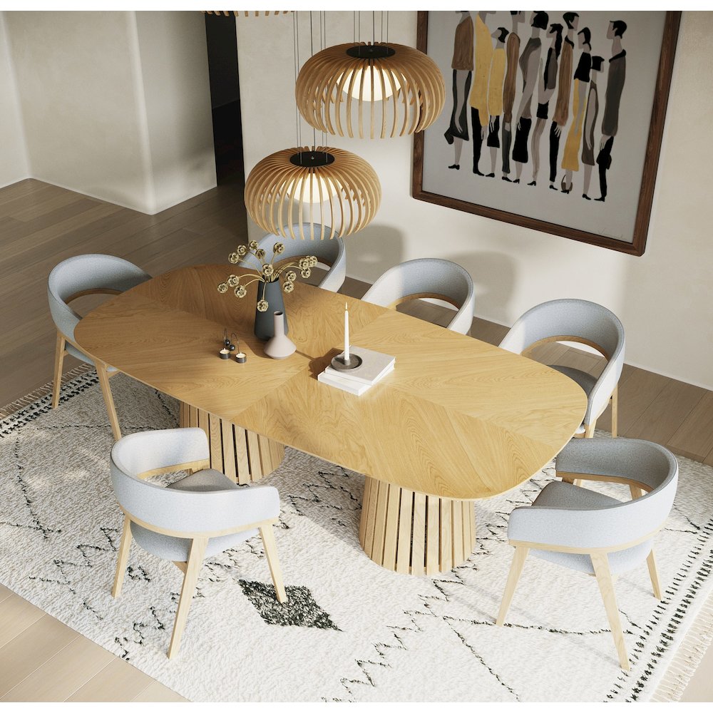 Truman - Mid-Century Modern Natural Oak Extendable Dining Table. Picture 5