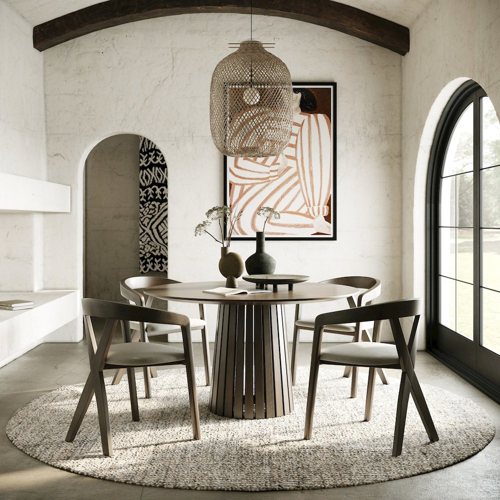 Weiss - Mid-Century Modern Wenge Round Dining Table. Picture 4