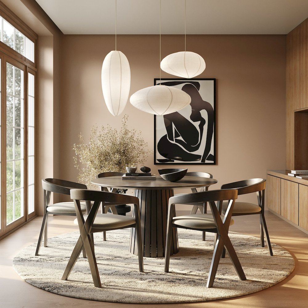 Weiss - Mid-Century Modern Wenge Round Dining Table. Picture 3