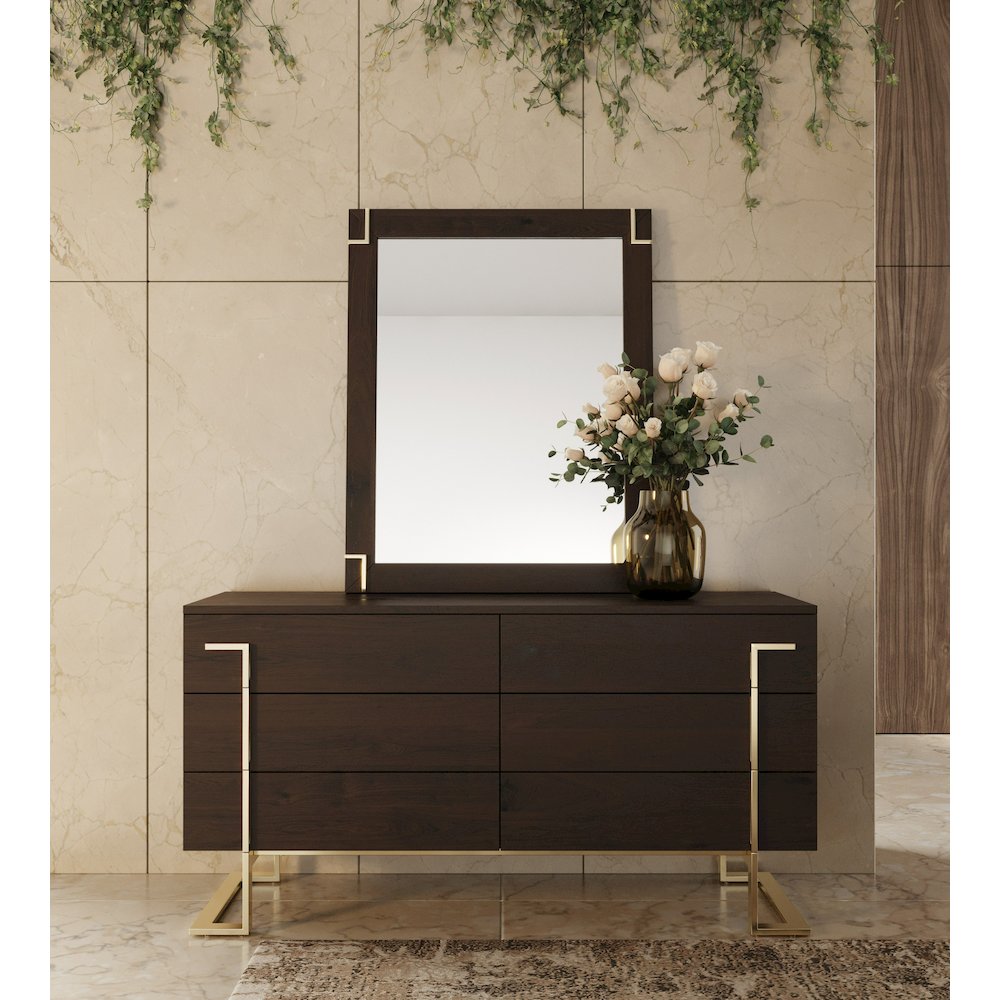 Modrest Moontide - Modern Smoked Ash & Gold Mirror. Picture 6