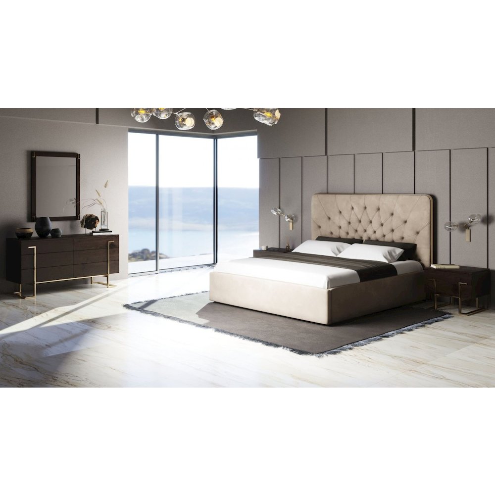 Modrest Moontide - Eastern King Glam Beige and Brushed Brass Bed. Picture 5