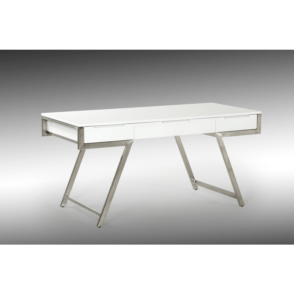 Modrest Dessart Modern White Gloss Office Desk. Picture 3