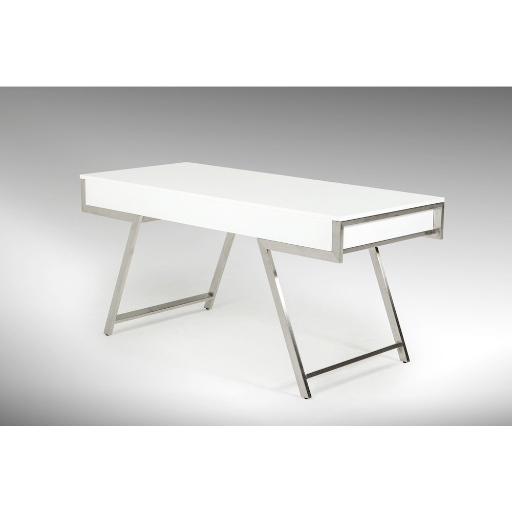 Modrest Dessart Modern White Gloss Office Desk. Picture 2