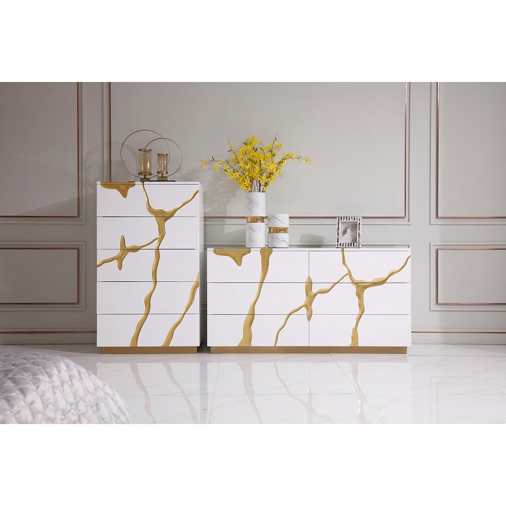 Modrest Aspen Modern White & Gold Chest. Picture 4