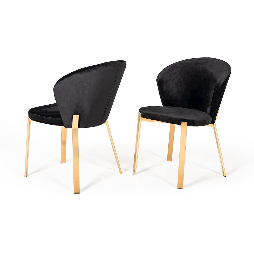 Modrest Nadia Modern Black Velvet & Rosegold Dining Chair (Set of 2). Picture 1