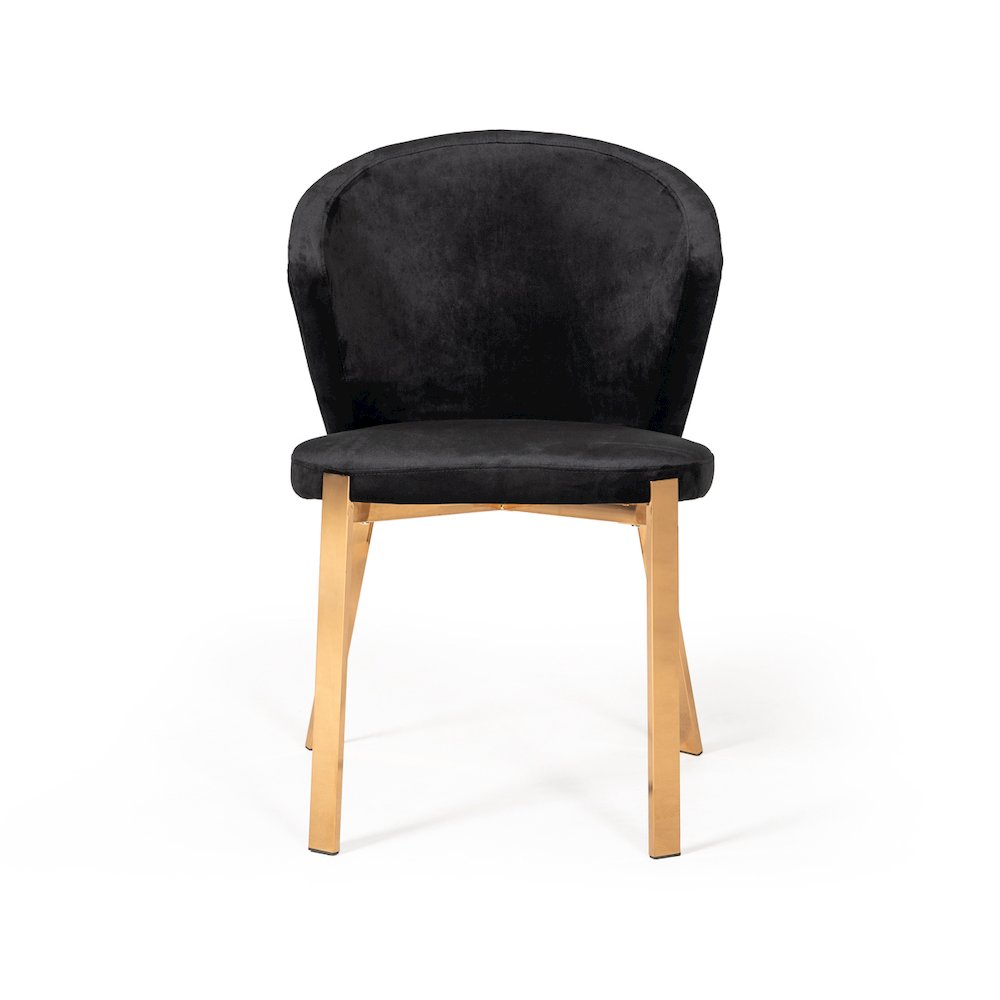 Modrest Nadia Modern Black Velvet & Rosegold Dining Chair (Set of 2). Picture 6