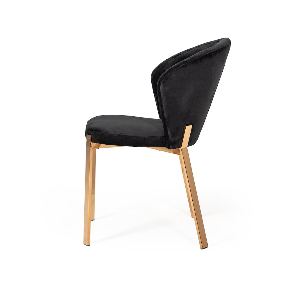 Modrest Nadia Modern Black Velvet & Rosegold Dining Chair (Set of 2). Picture 5