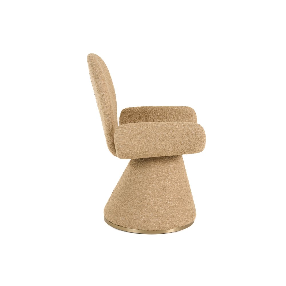 Modrest Neptune - Contemporary Beige Fabric + Brushed Brass Dining Chair. Picture 4