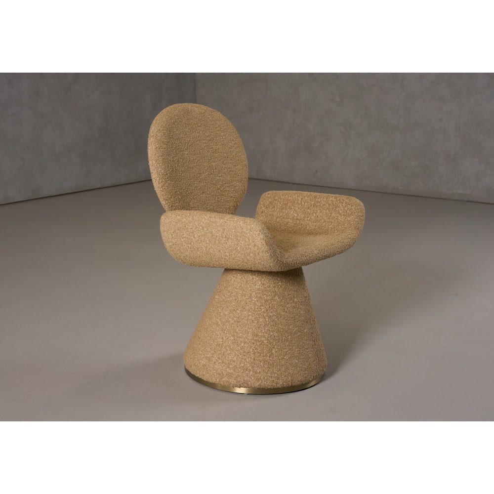 Modrest Neptune - Contemporary Beige Fabric + Brushed Brass Dining Chair. Picture 7