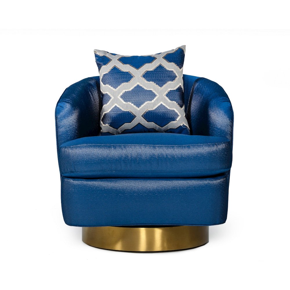 Modrest Niagra - Glam Blue and Gold Fabric Accent Chair. Picture 5