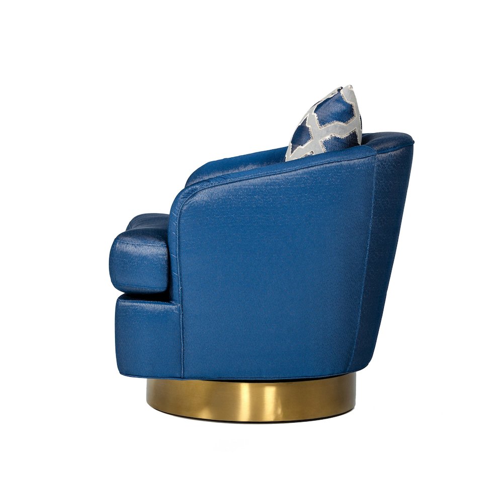 Modrest Niagra - Glam Blue and Gold Fabric Accent Chair. Picture 4