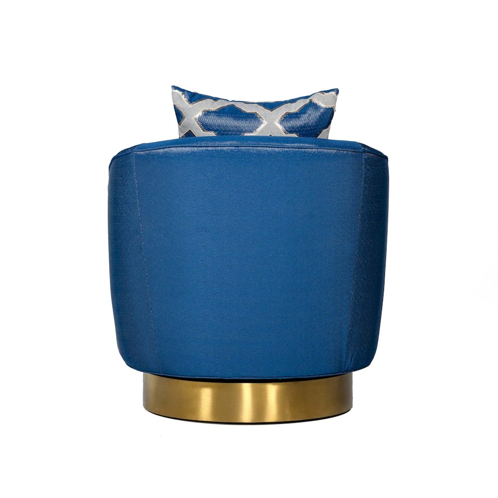 Modrest Niagra - Glam Blue and Gold Fabric Accent Chair. Picture 3