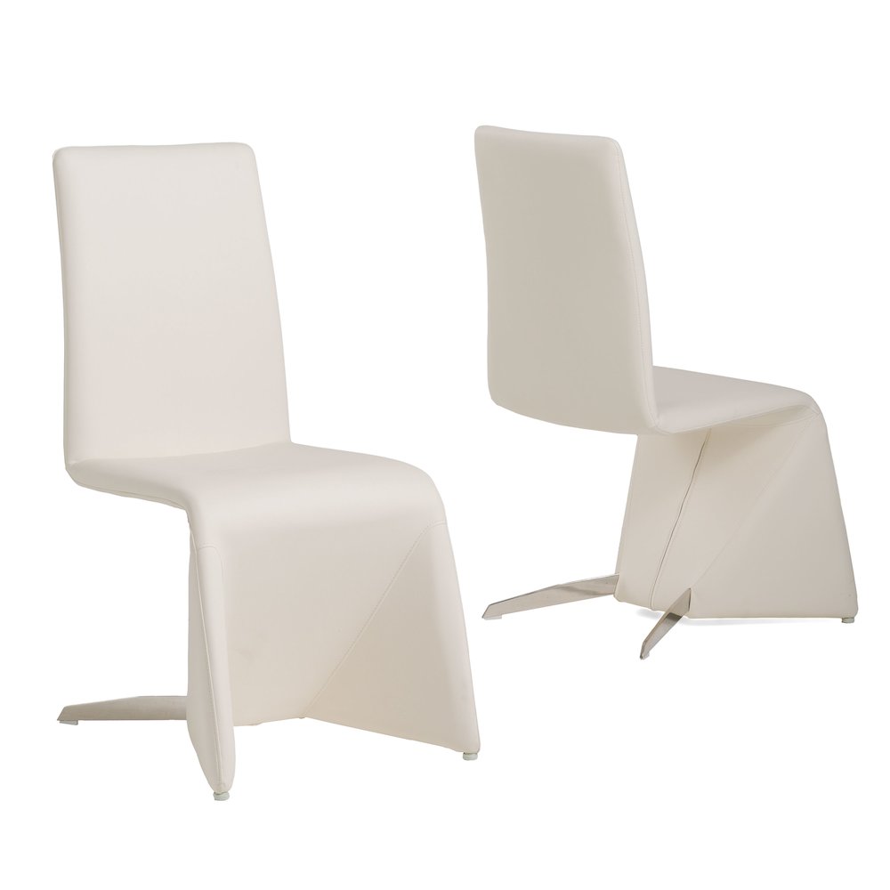 Nisse - Contemporary White Leatherette Dining Chair (Set of 2). Picture 1