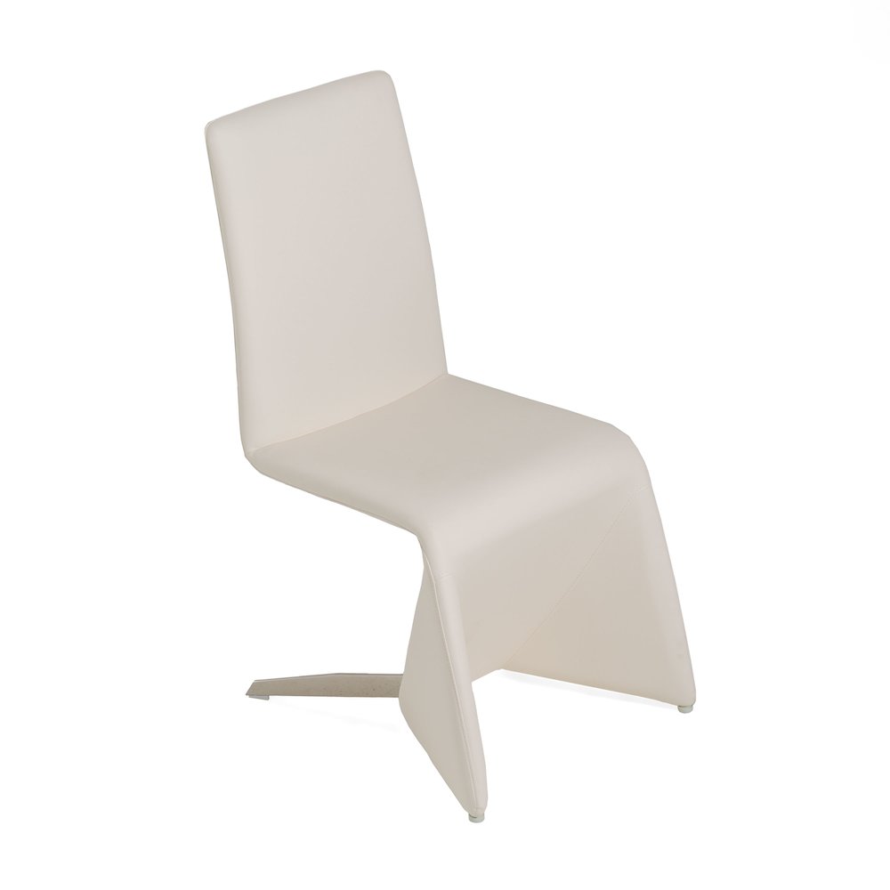 Nisse - Contemporary White Leatherette Dining Chair (Set of 2). Picture 4
