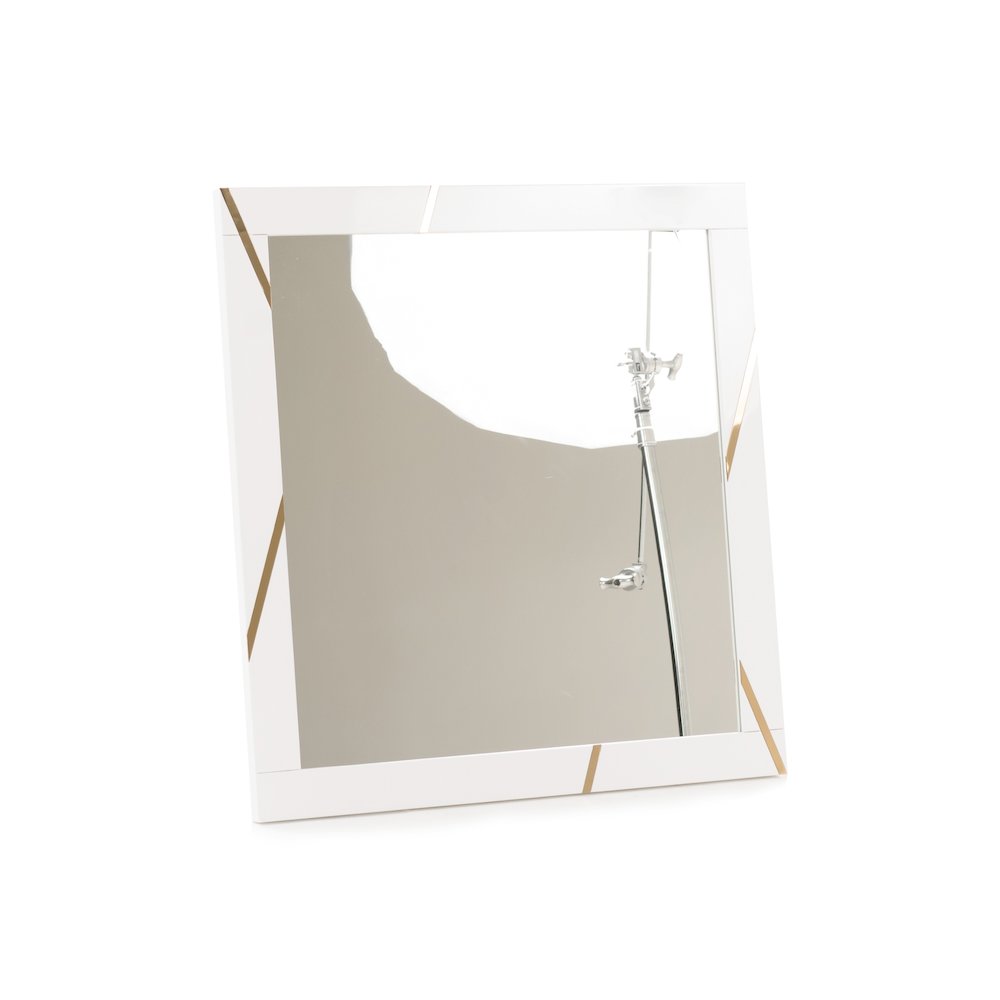 Modrest Nixa - Modern White & Gold Mirror. Picture 1