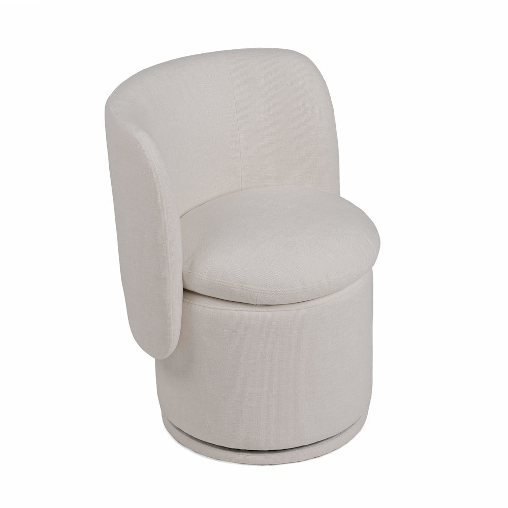 Divani Casa Norris - Modern Ivory Fabric Swivel Dining Chair. Picture 3