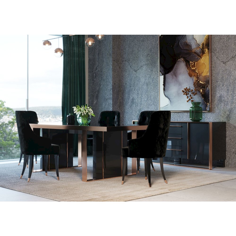 Nova Domus Cartier Modern Black & Rosegold Dining Table. Picture 4