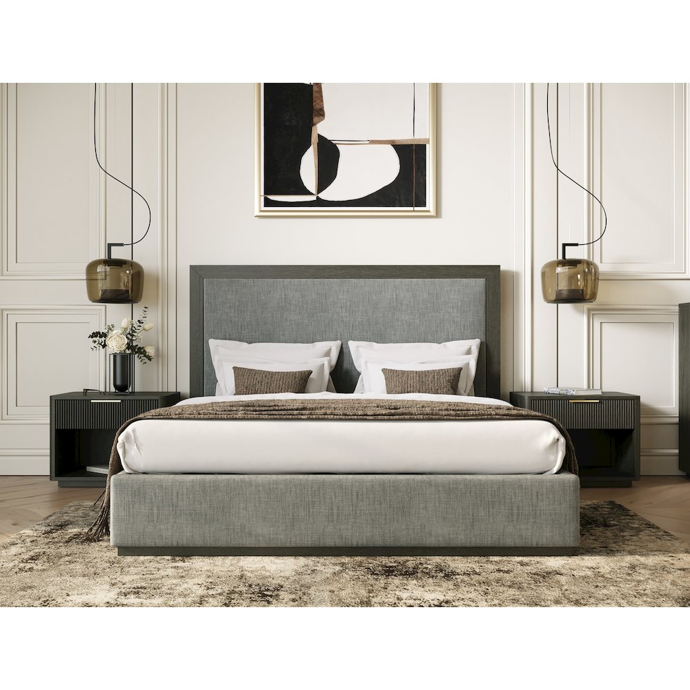 Nova Domus Santa Barbara - Queen Modern Grey Fabric and Grey Wash Bed. Picture 2