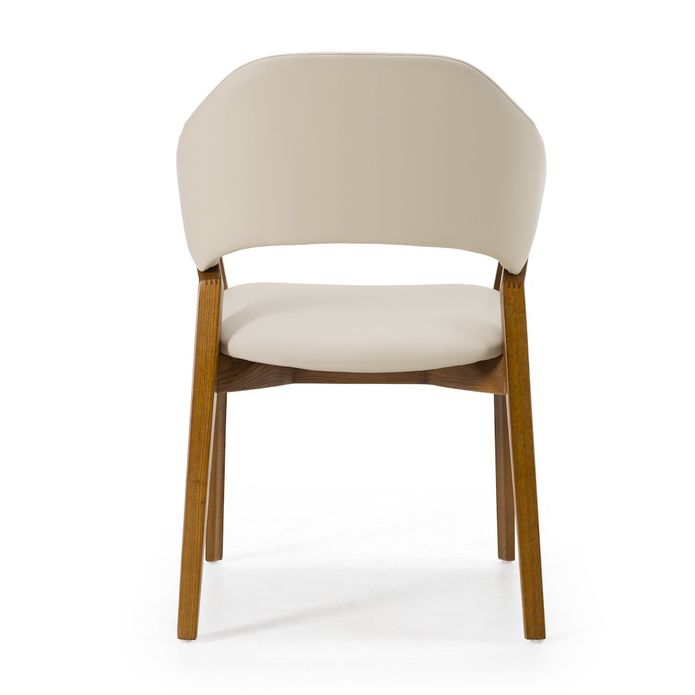 Modrest Ocasio - Mid-Century Modern Cream Vegan Leather + Walnut Dining Chair. Picture 5