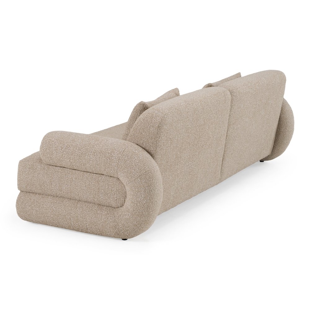 Odette - Modern Beige Fabric + White Burl Sofa. Picture 7