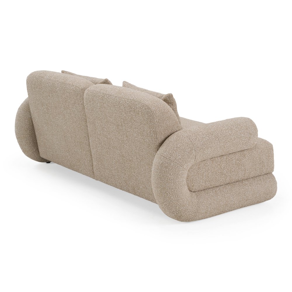 Odette - Modern Beige Fabric + White Burl Loveseat Sofa. Picture 4