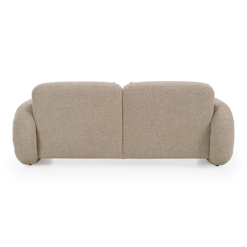Odette - Modern Beige Fabric + White Burl Loveseat Sofa. Picture 5