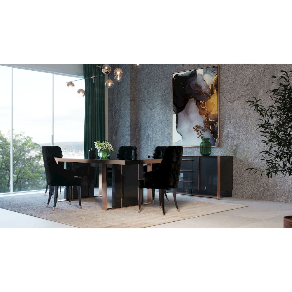 Nova Domus Cartier Modern Black & Rosegold Dining Table. Picture 5
