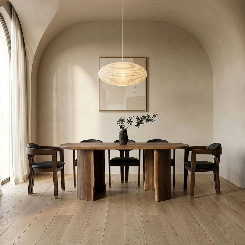 Orville - Modern Live Edge Acacia Dining Table. Picture 3