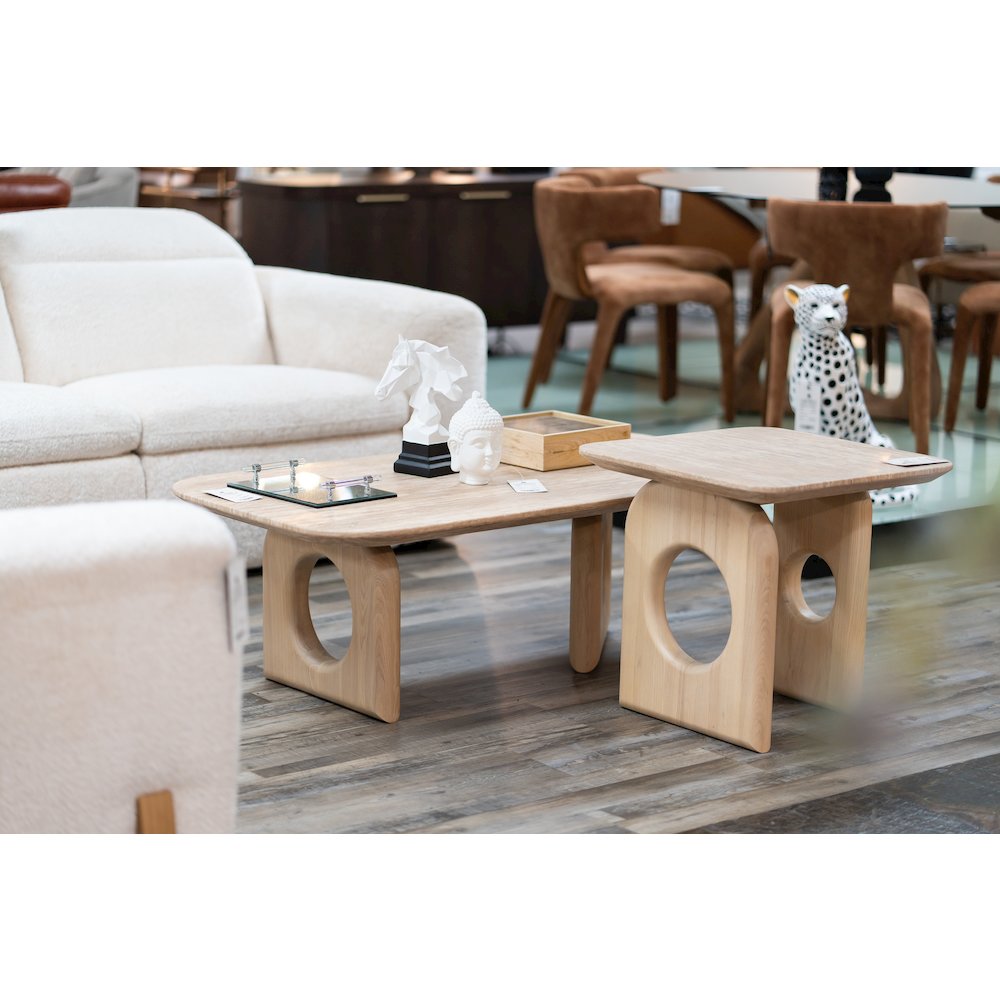 Nova Domus Osaka - Modern Faux Marble + Natural Ash Coffee Table. Picture 4