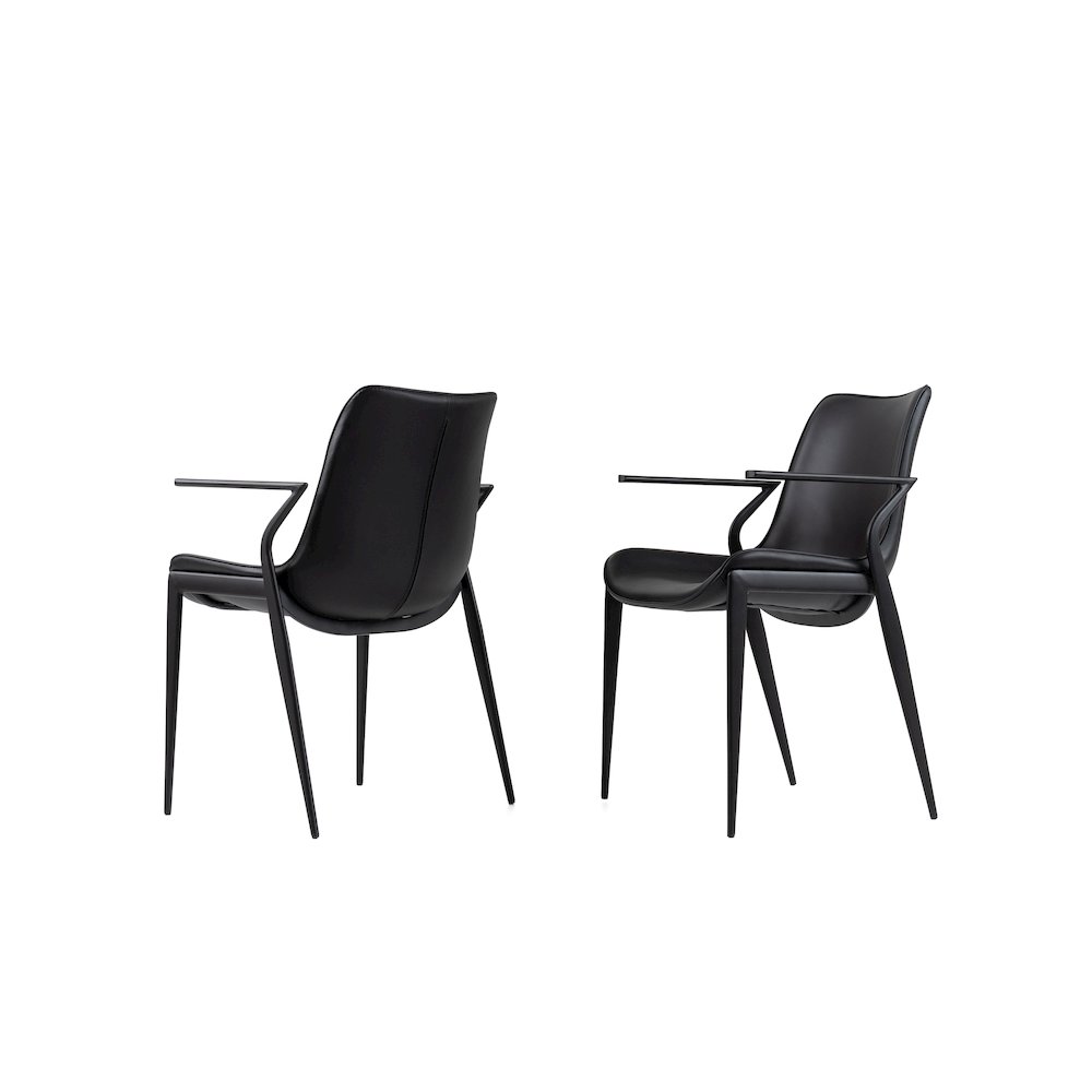 Modrest Osprey - Modern Black Vegan Leather Dining Chair (Set of 2). Picture 1