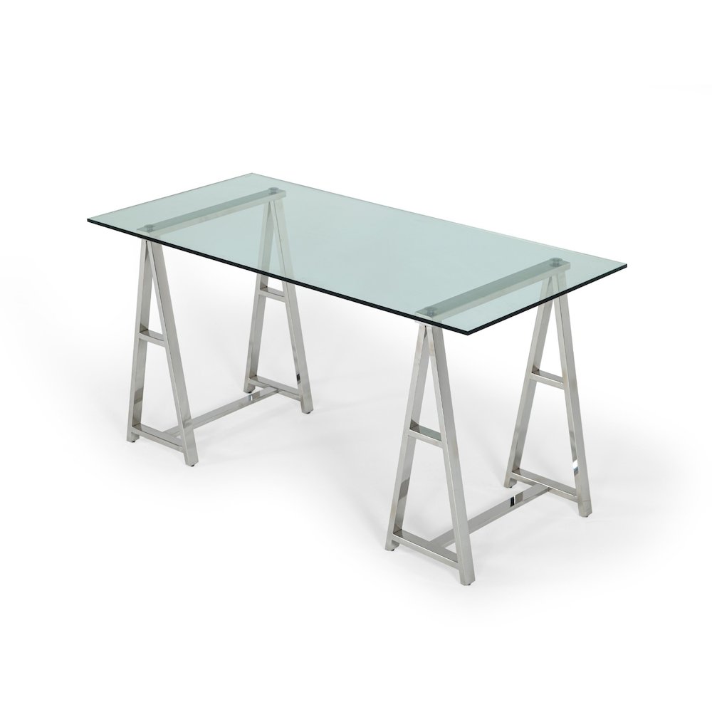 Modrest Ostro - Modern Stainless Steel + Glass Desk. Picture 5