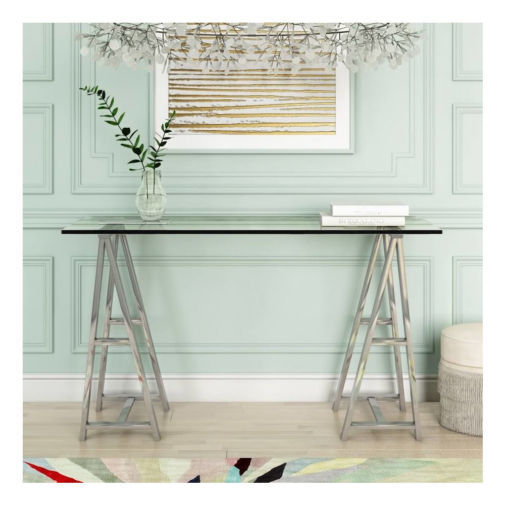 Modrest Ostro - Modern Stainless Steel + Glass Desk. Picture 2